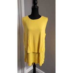 Kate & Mallory Yellow Layered Sleeveless Tunic Dress Women's XL